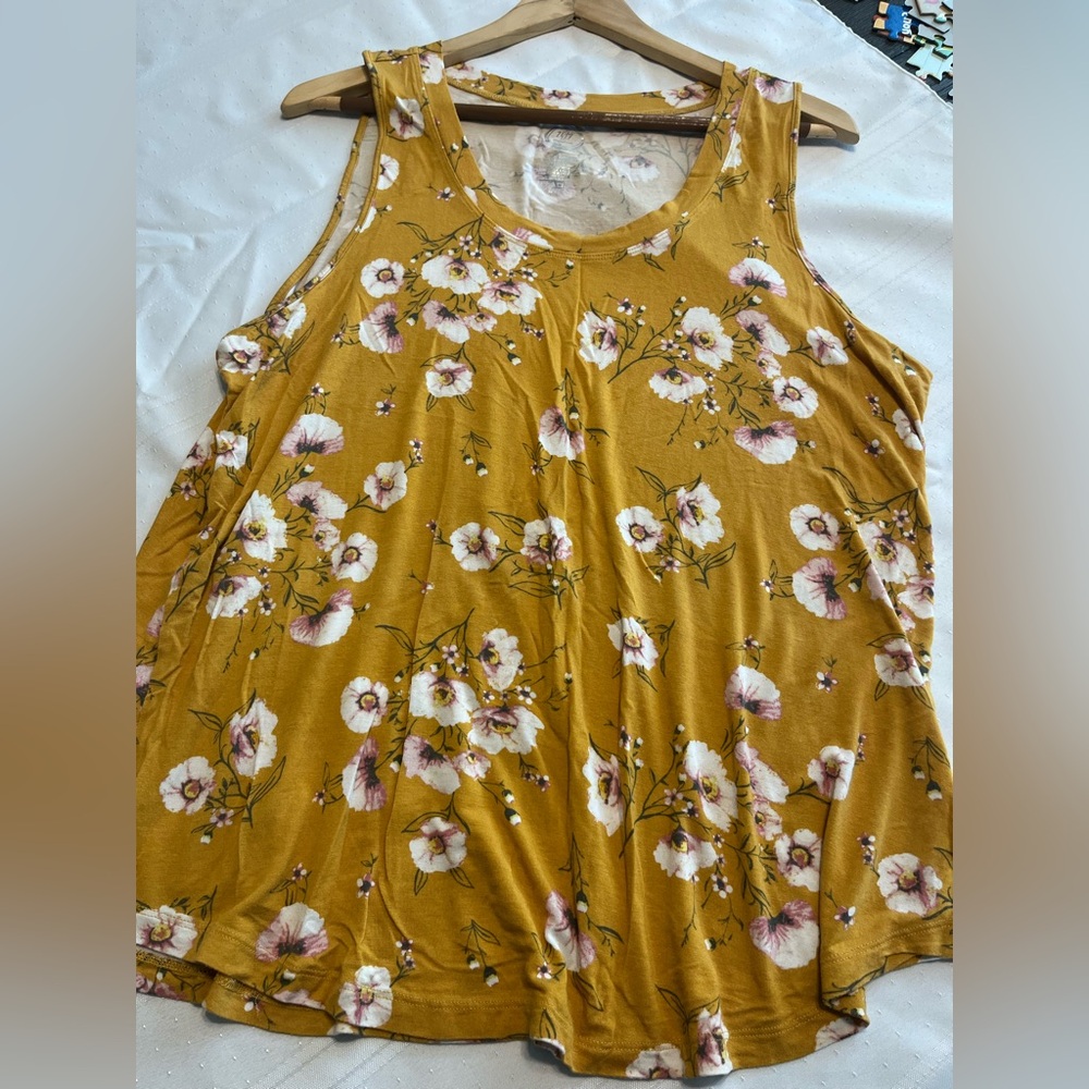 Maurices Mustard Yellow Floral Tank Top